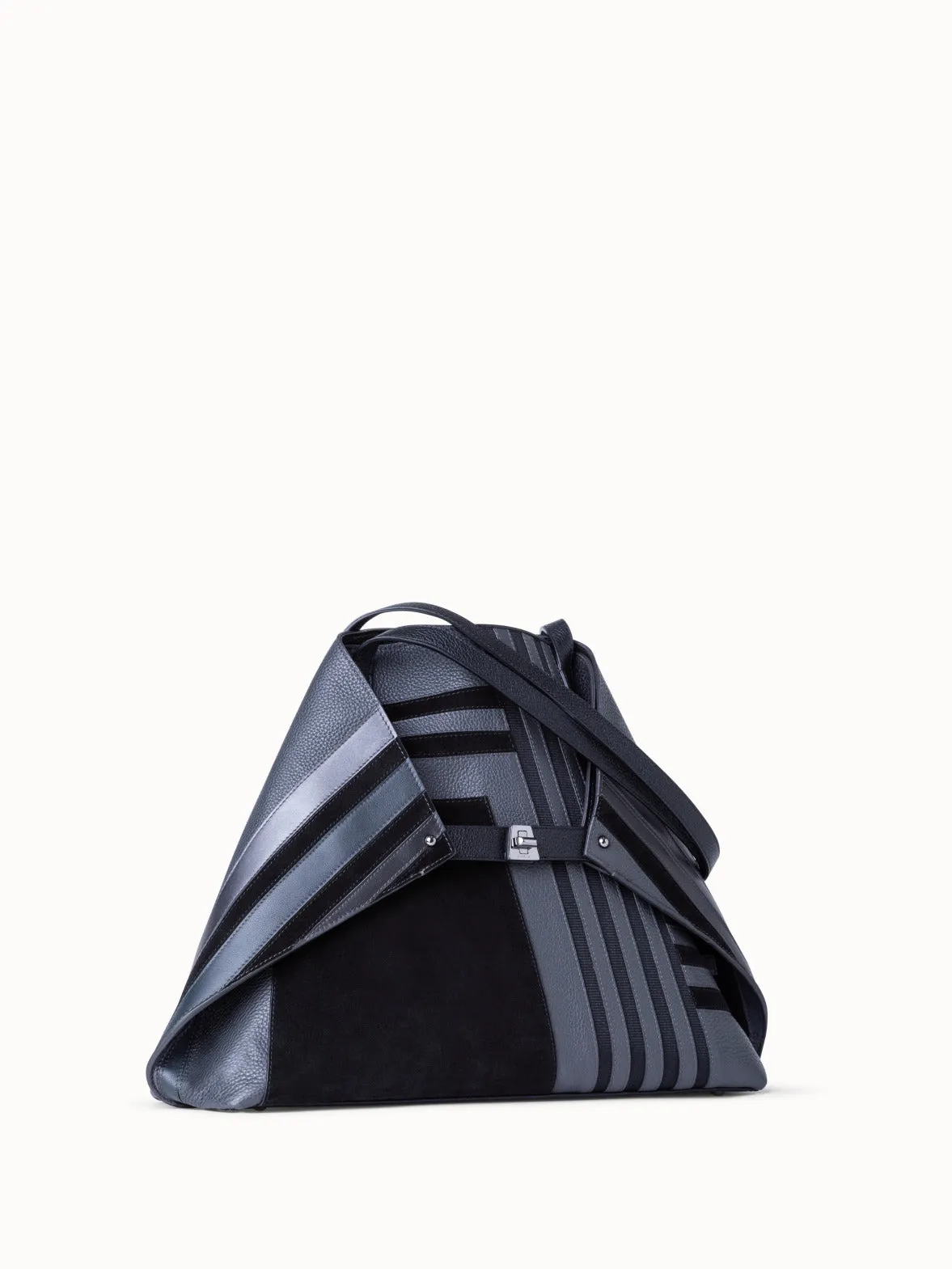 Medium Ai Shoulder Bag in Zig Zag Trapezoid Leather Patchwork