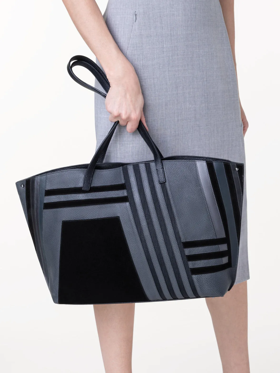 Medium Ai Shoulder Bag in Zig Zag Trapezoid Leather Patchwork