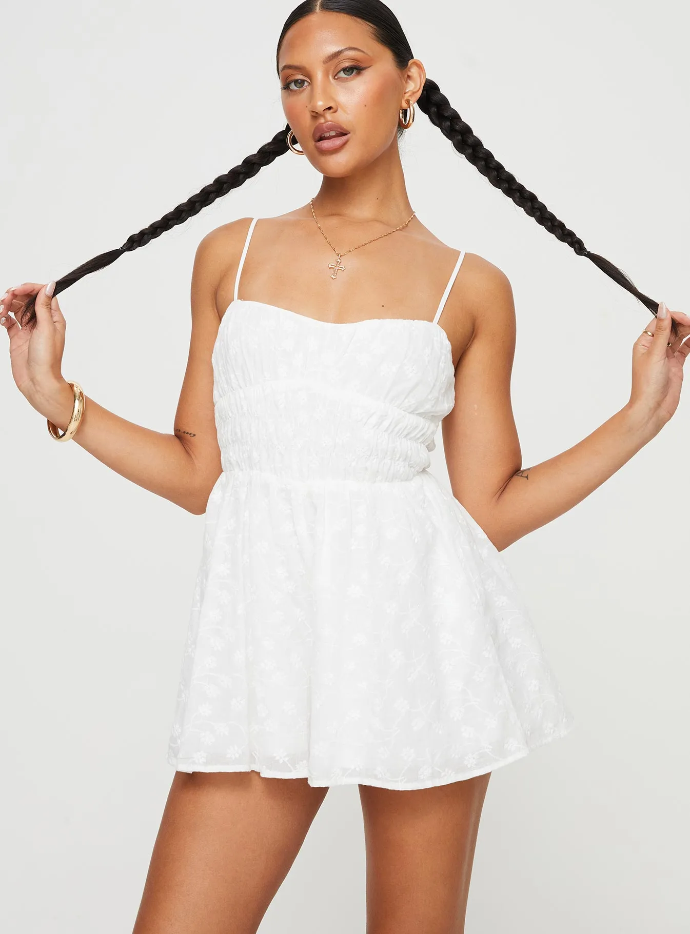 Melisande Broderie Romper White