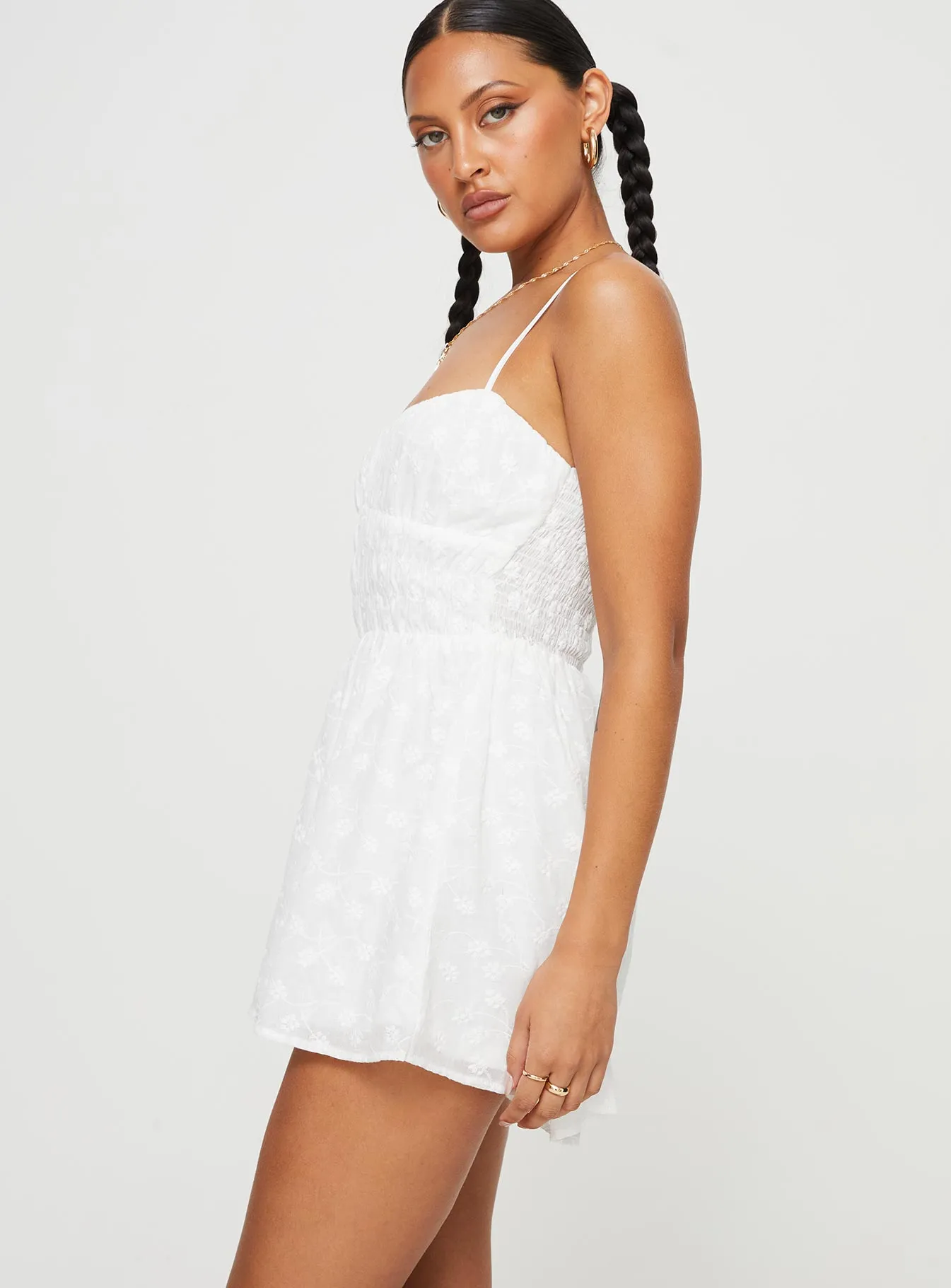 Melisande Broderie Romper White