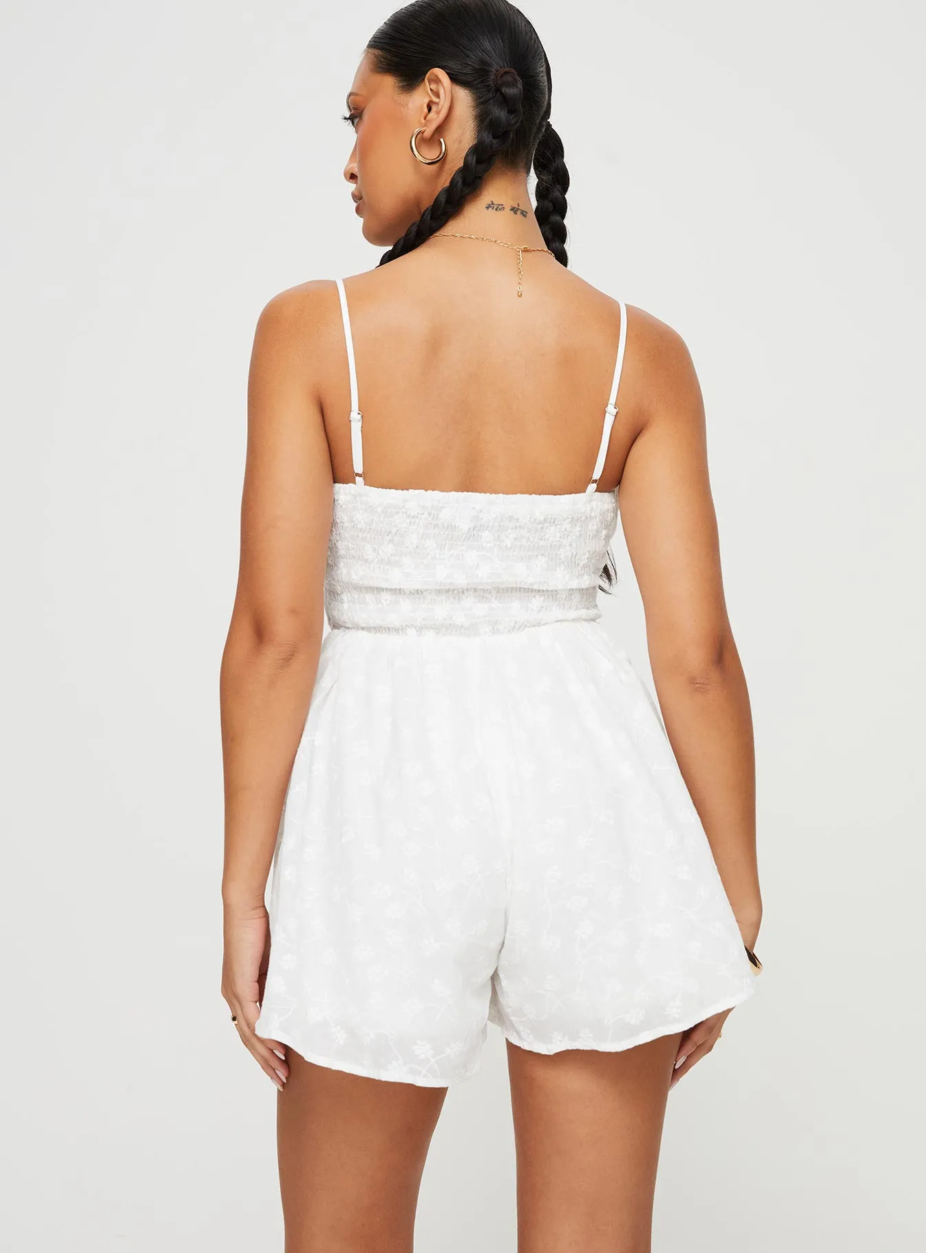 Melisande Broderie Romper White