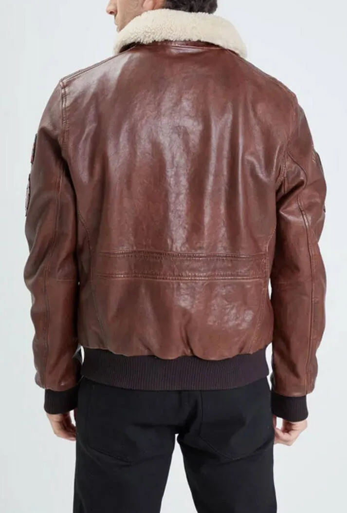 Men's bison pilot style leather jacket 102118