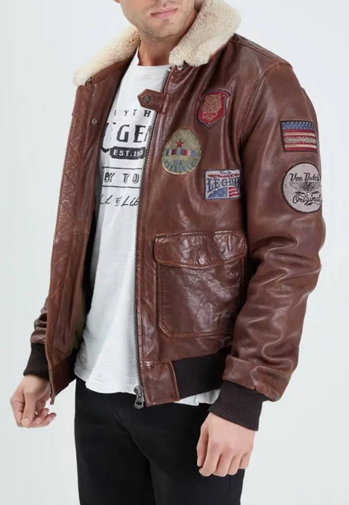 Men's bison pilot style leather jacket 102118