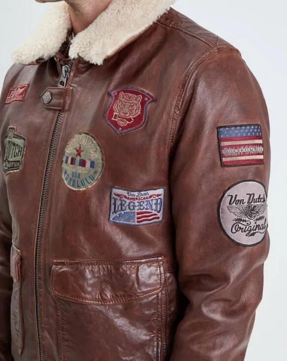 Men's bison pilot style leather jacket 102118