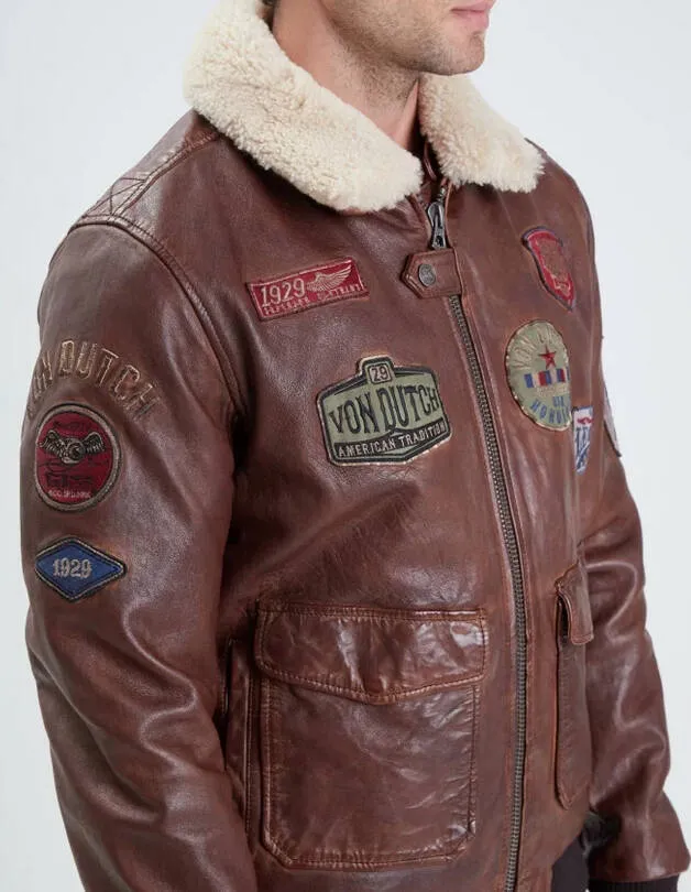 Men's bison pilot style leather jacket 102118