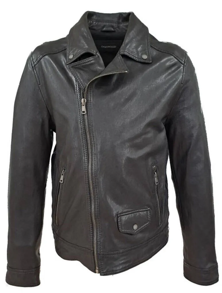 Men's black leather jacket in Oakwood biker style \64773\