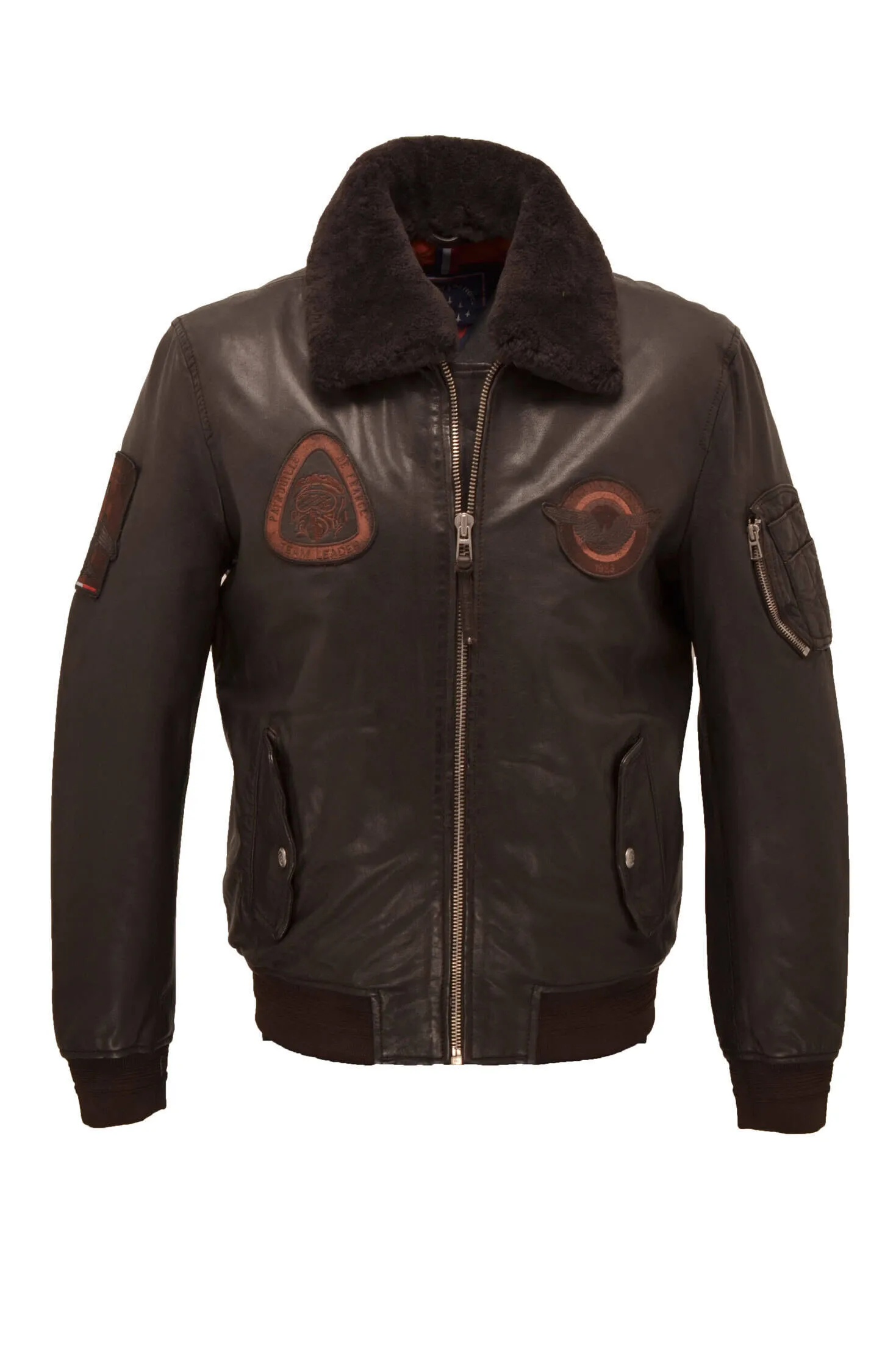 Men's dark brown redskins blower pilot style leather jacket