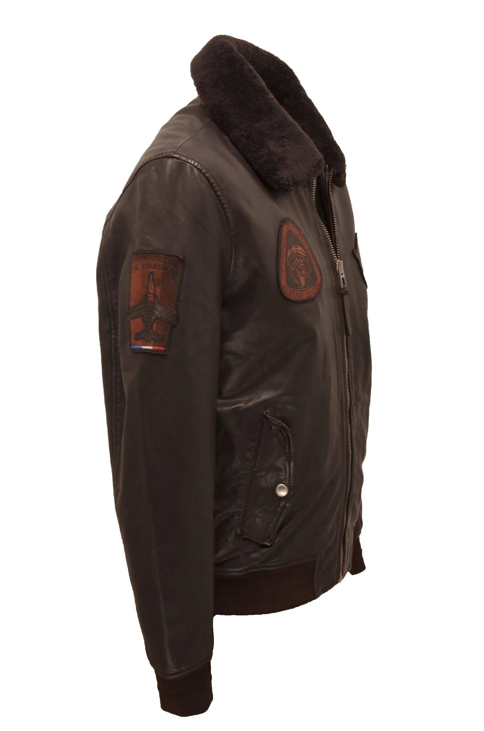 Men's dark brown redskins blower pilot style leather jacket