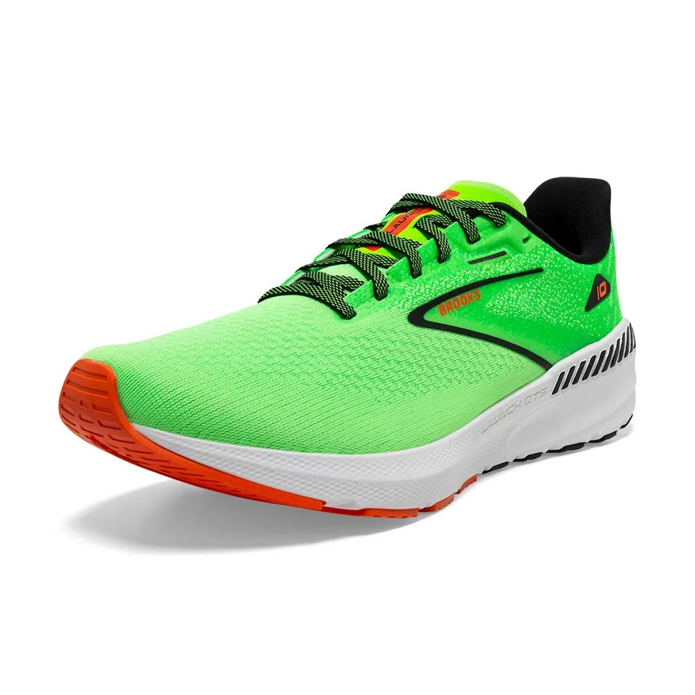 Men's Launch GTS 10 Running Shoe - Green Gecko/Red Orange/White - Regular (D)