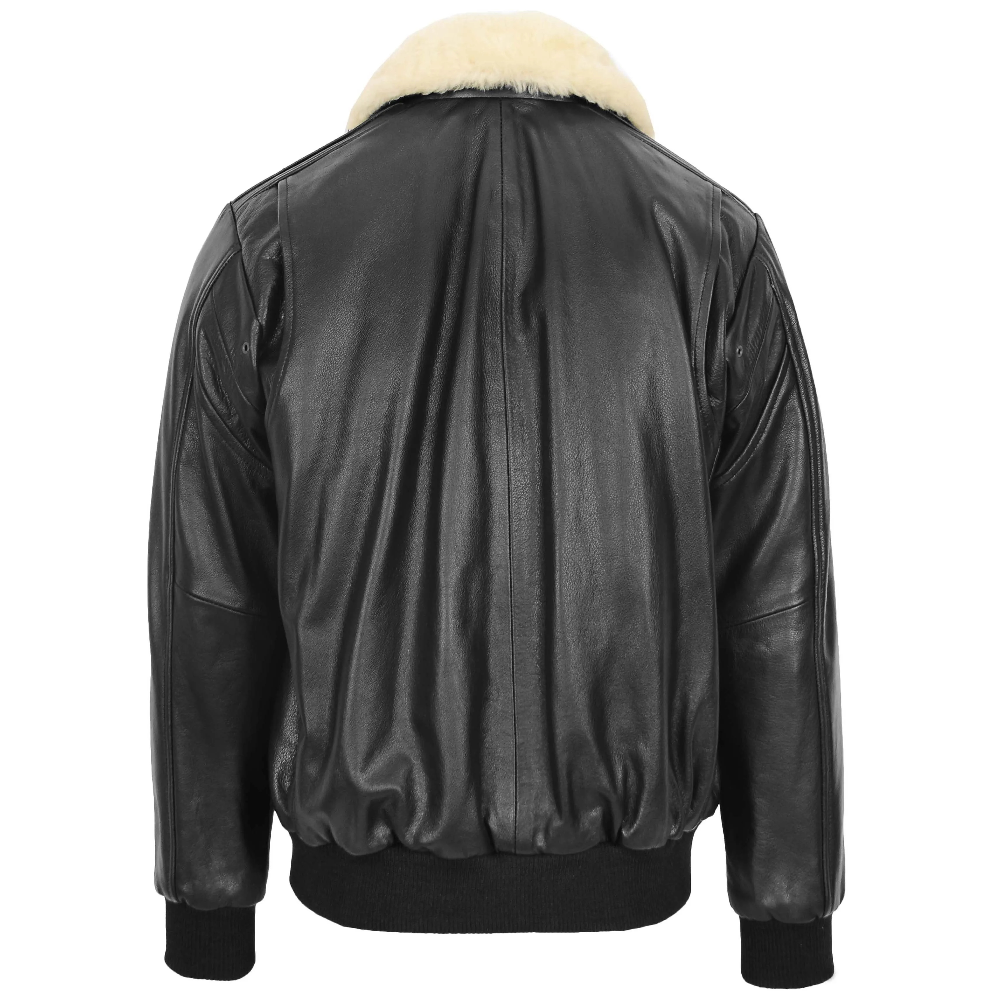 Mens Leather Bomber Jacket G-1 Aviator Style Jarrod Black