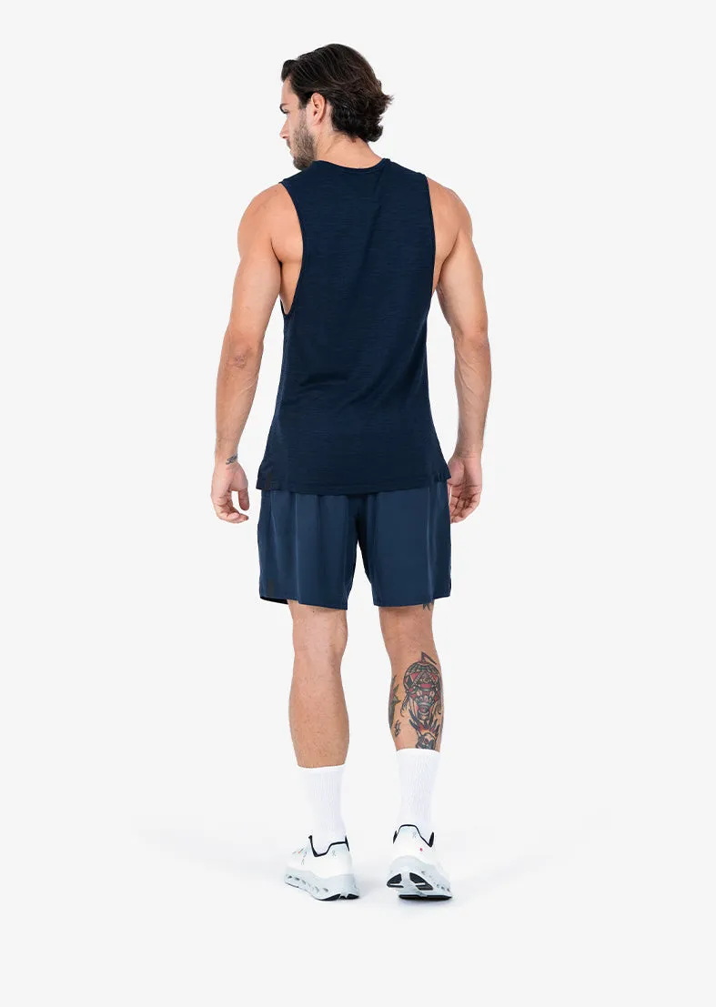 Mens Seamless Tank Navy Melange