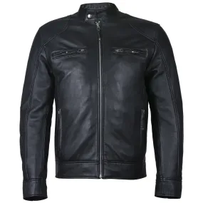 Men's Slim Fit Sword Cafe Racer Black Soft Leather Jacket