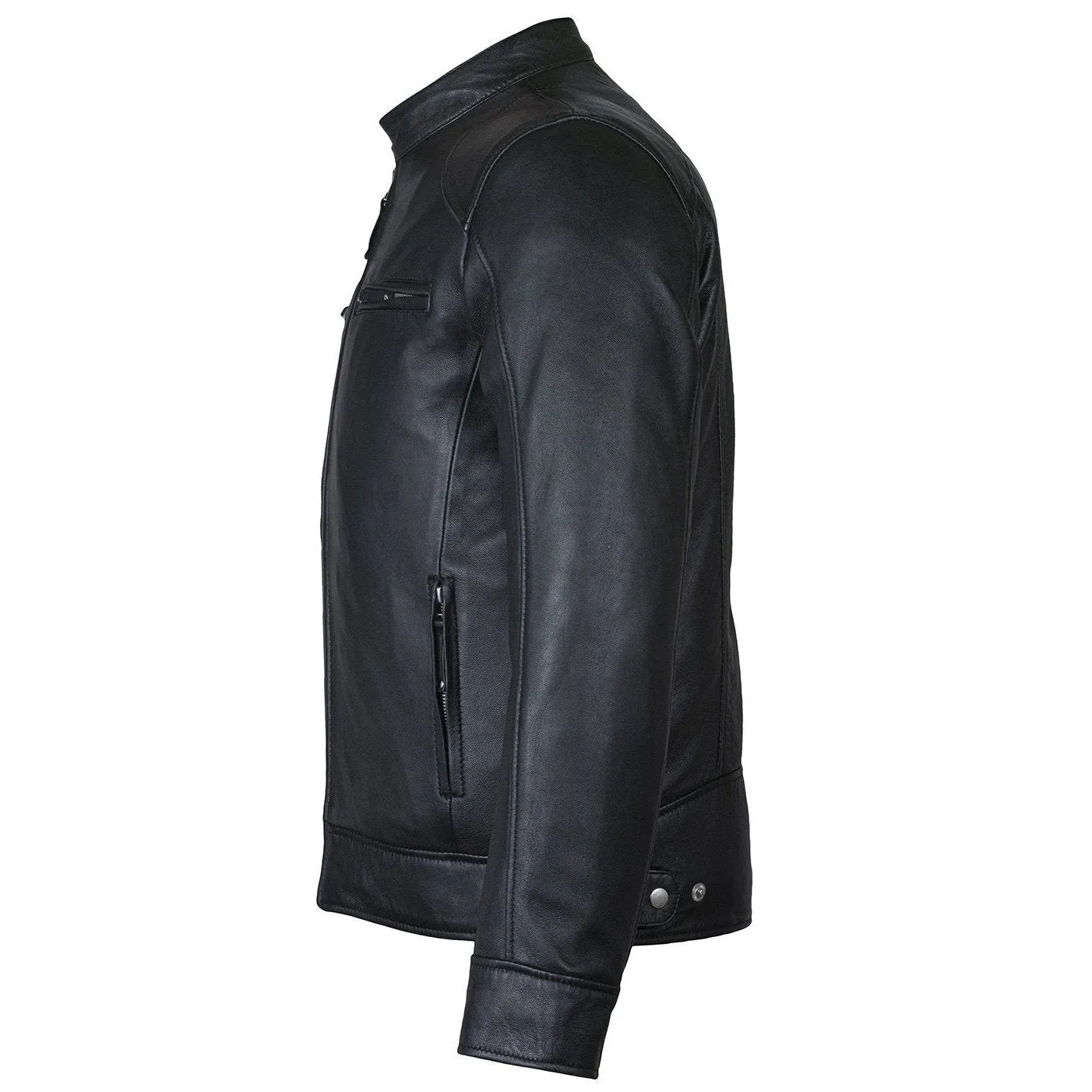 Men's Slim Fit Sword Cafe Racer Black Soft Leather Jacket