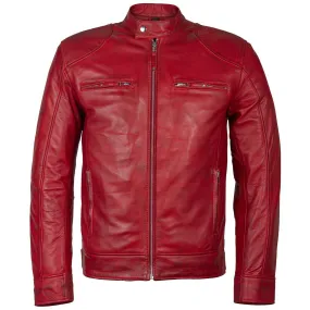 Men's Slim Fit Sword Cafe Racer Red Soft Leather Jacket