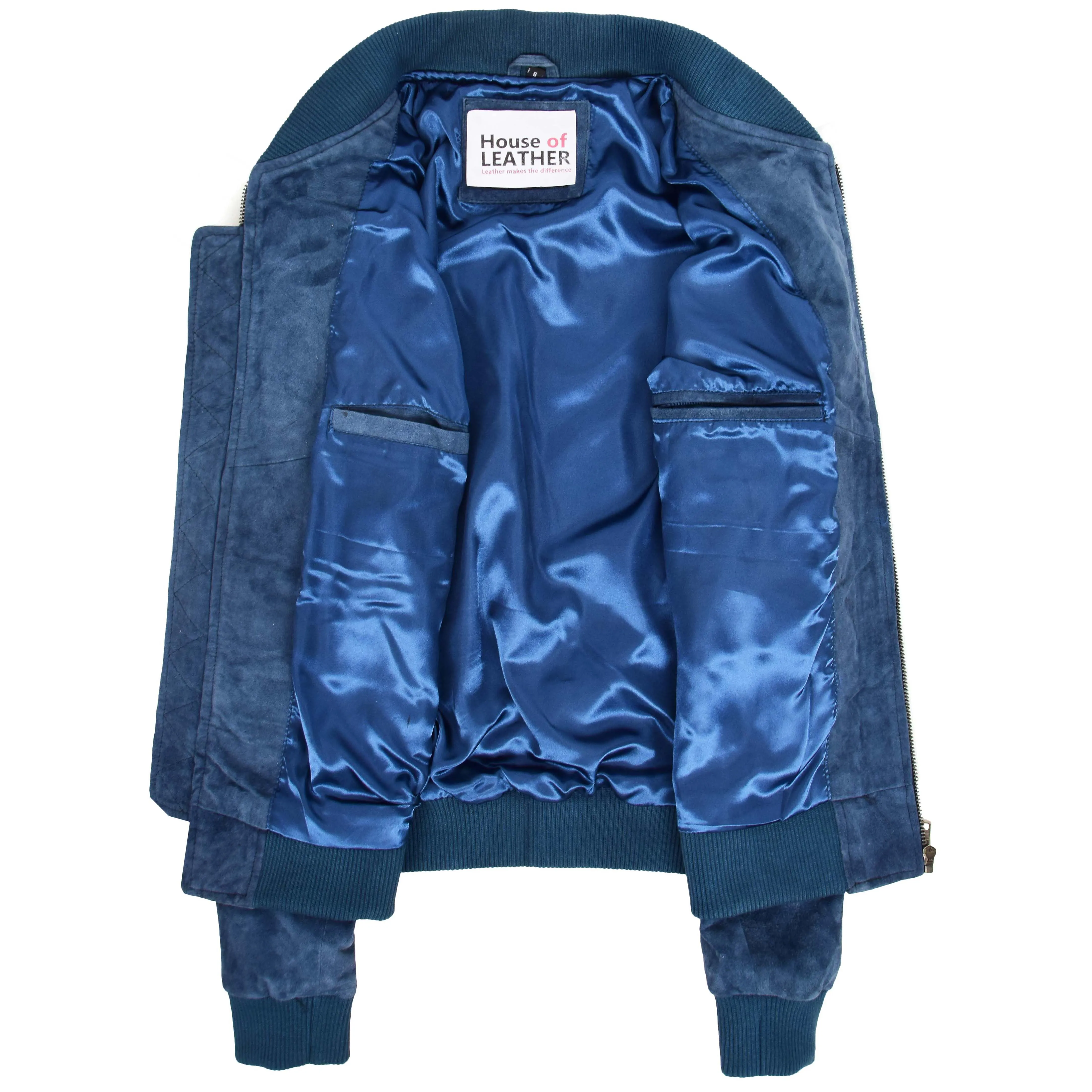 Mens Suede MA-1 Bomber Jacket Trevor Blue