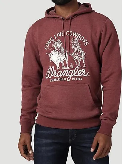 MEN'S WRANGLER LONG LIVE COWBOYS PULLOVER HOODIE IN BURGUNDY HEATHER| 112336434