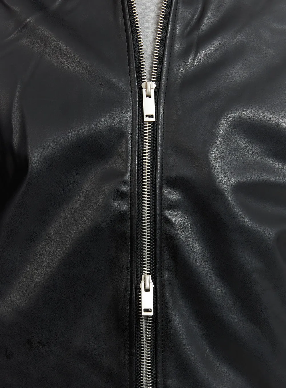 Men's Zip Up Faux Leather Jacket IA401