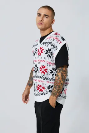 Merry Christmas Fairisle Knitted Vest | boohooMAN UK