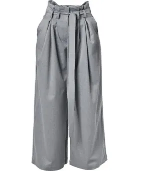 Metamorphoza Women's High-Waist Belted Trousers In Grey