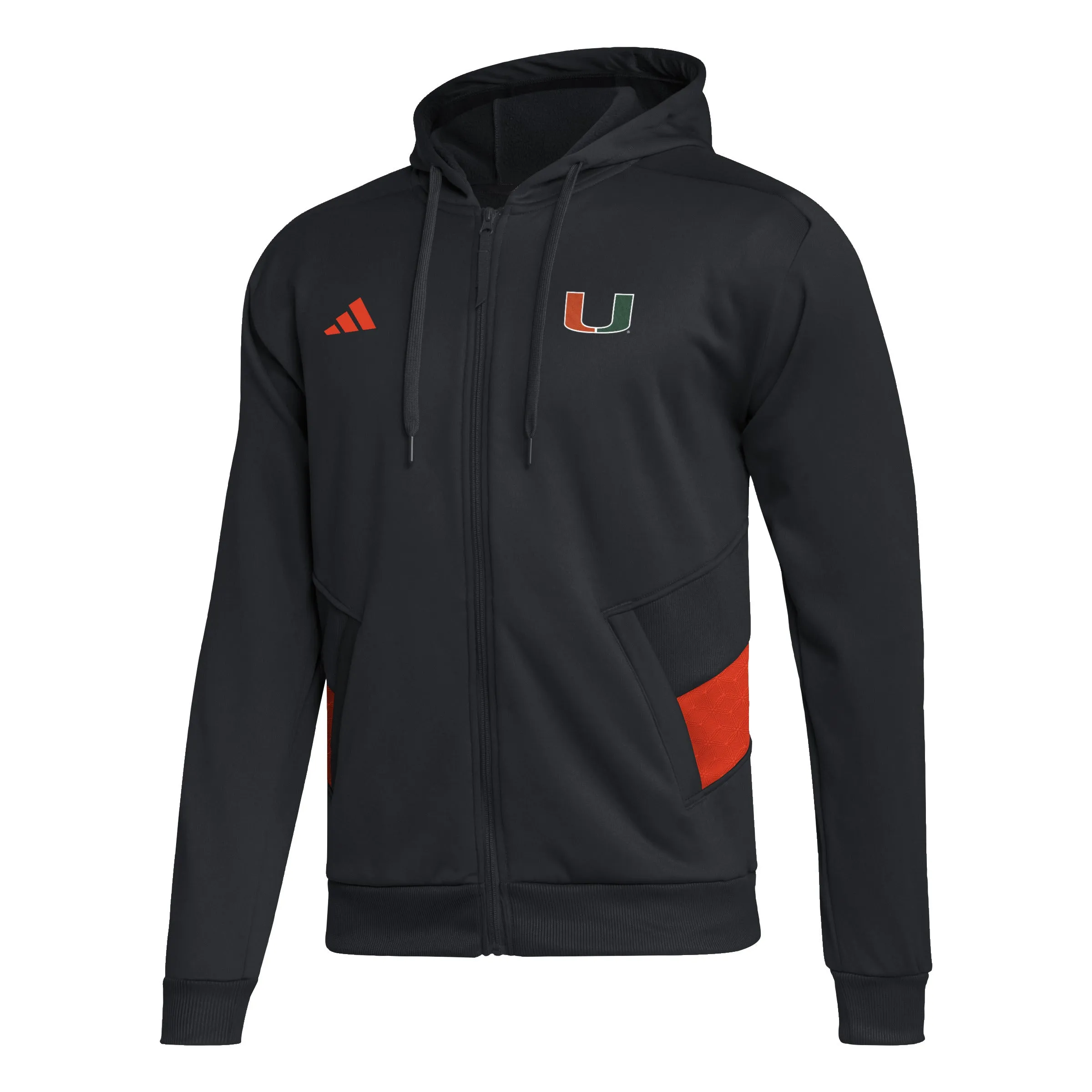 Miami Hurricanes 2023 adidas Full Zip Knit Sideline Jacket - Black