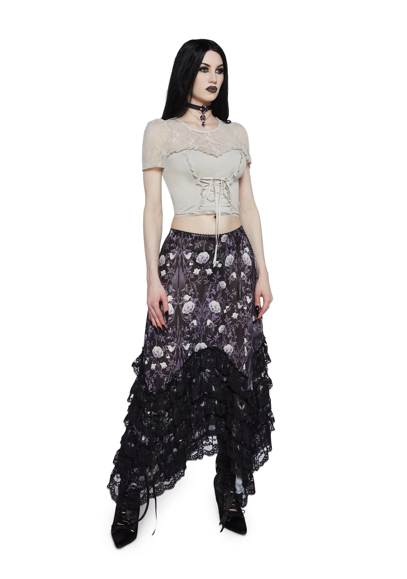 Midnight Bloom Maxi Skirt-