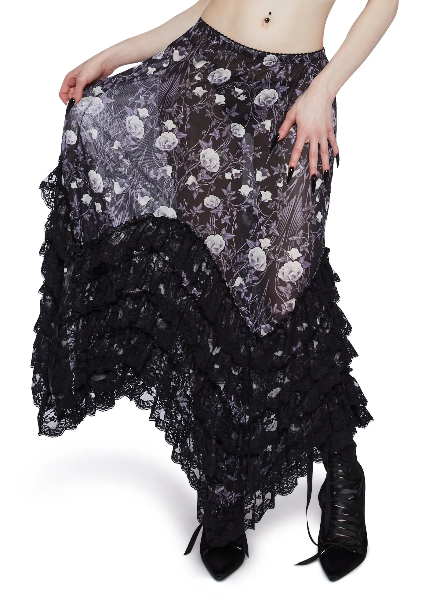 Midnight Bloom Maxi Skirt-