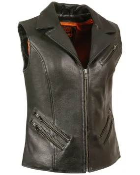 Milwaukee Leather Women's Lapel Collar Long Zipper Front Vest