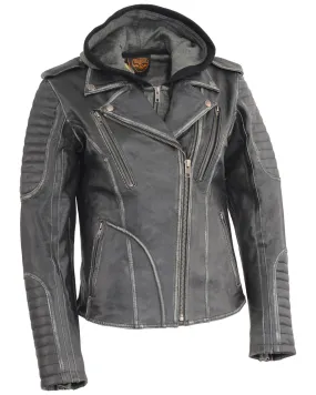 Milwaukee Leather Women's Rub-Off Hoodie Motorcycle Jacket - 3X