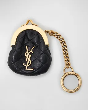 Mini YSL Coin Keyring Bag in Quilted Leather