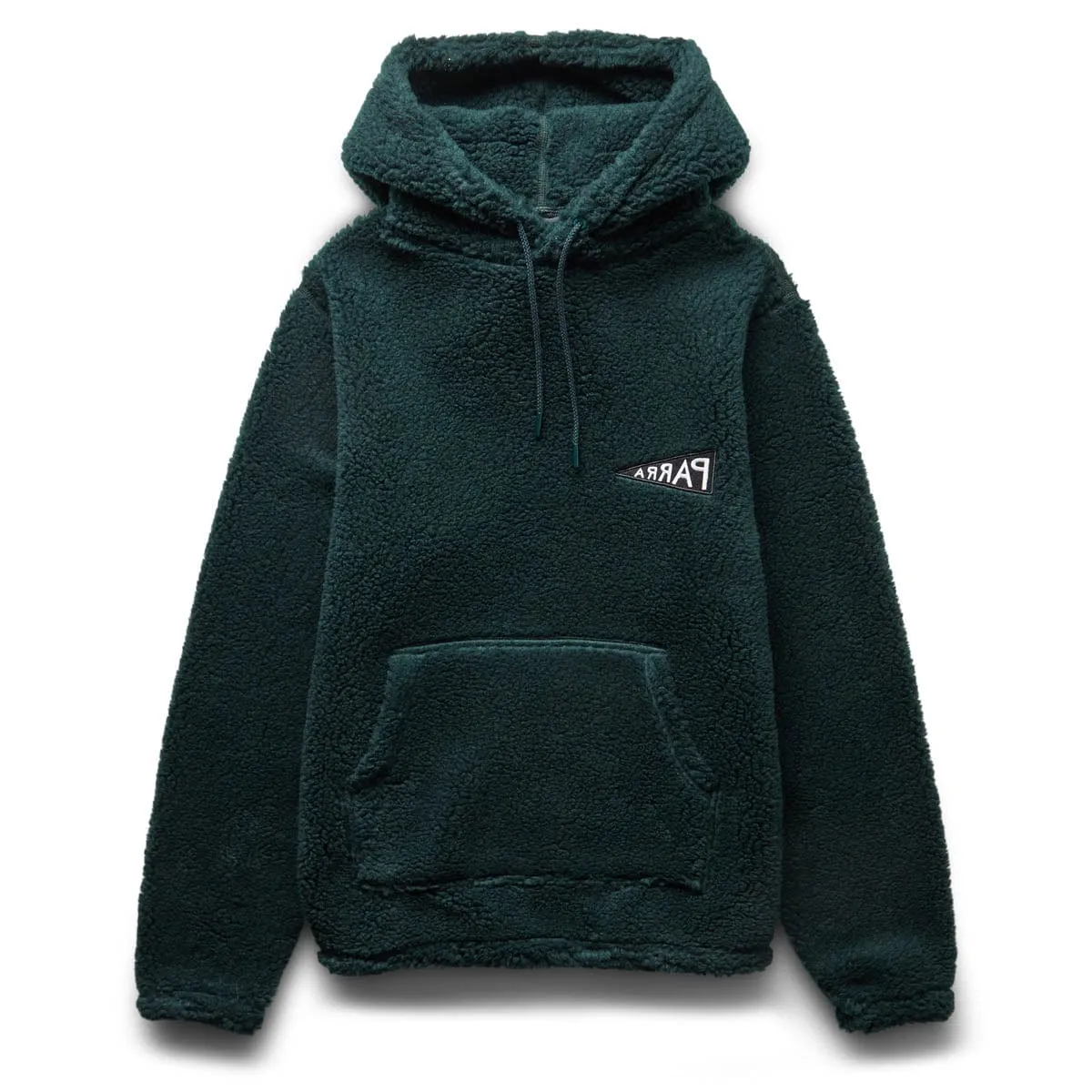 MIRRORED FLAG LOGO POLAR FLEECE HOODED PULLOVER PINE GREEN | Bodega