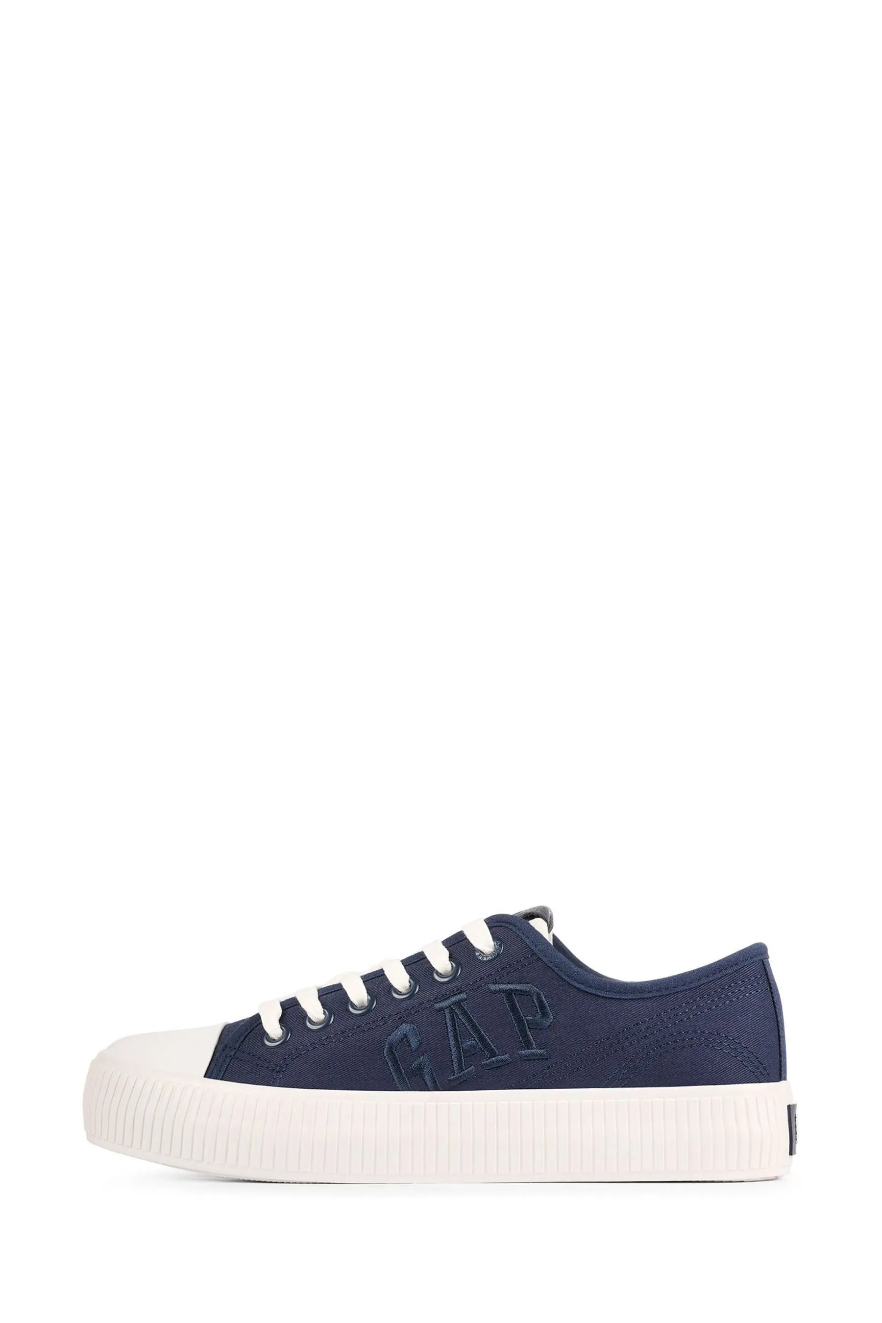 Navy Blue Jackson Low Top Canvas Platform Trainers