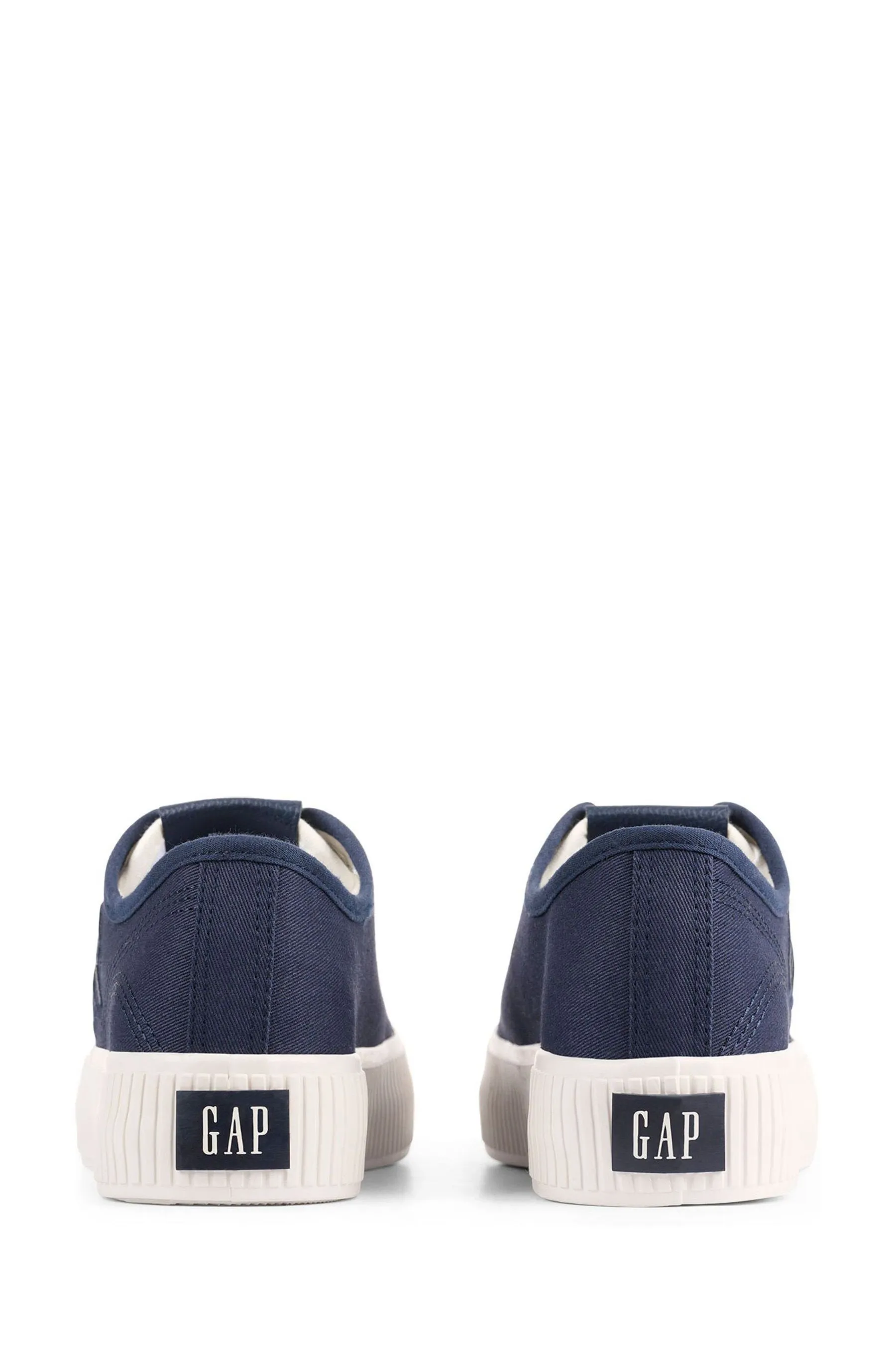 Navy Blue Jackson Low Top Canvas Platform Trainers