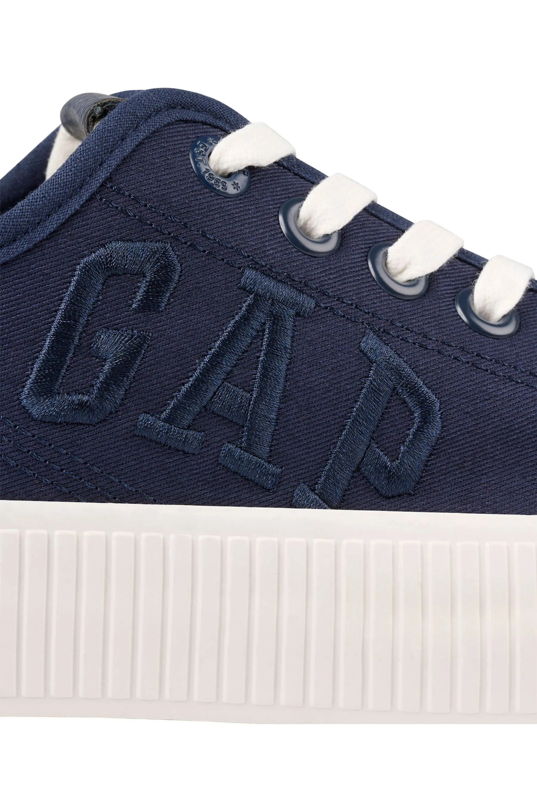 Navy Blue Jackson Low Top Canvas Platform Trainers