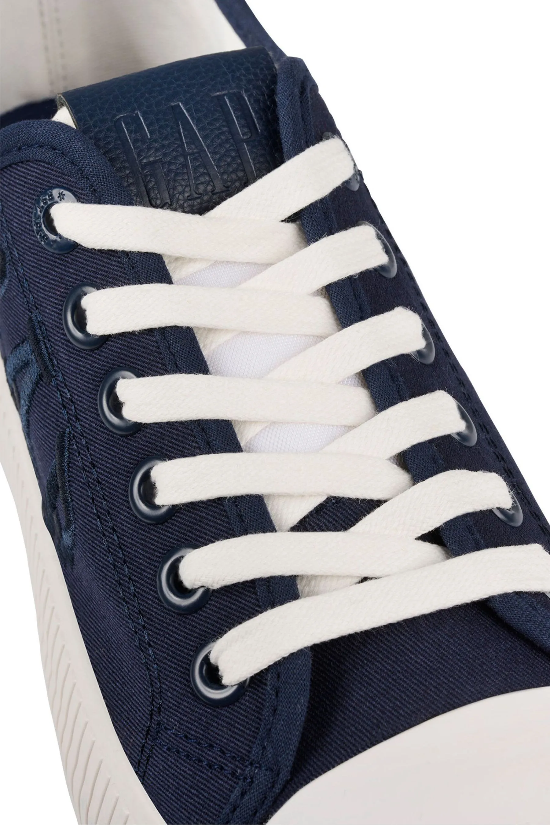 Navy Blue Jackson Low Top Canvas Platform Trainers