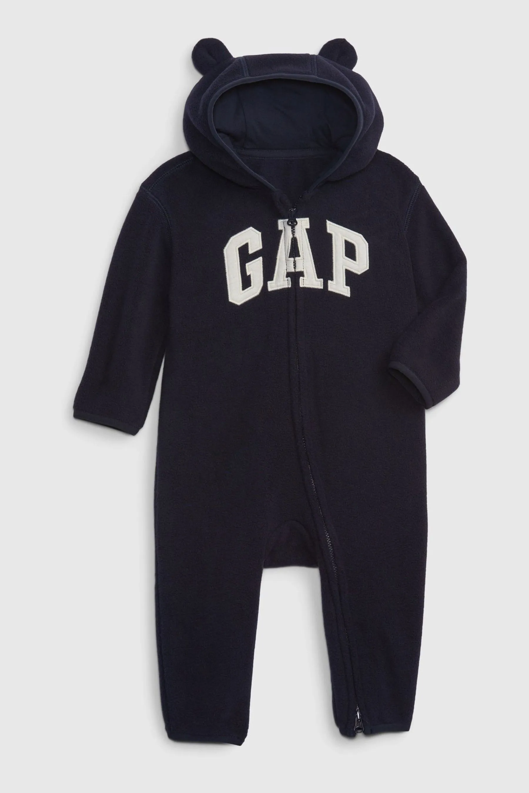 Navy Logo Fleece Zip Hooded All in One - Baby