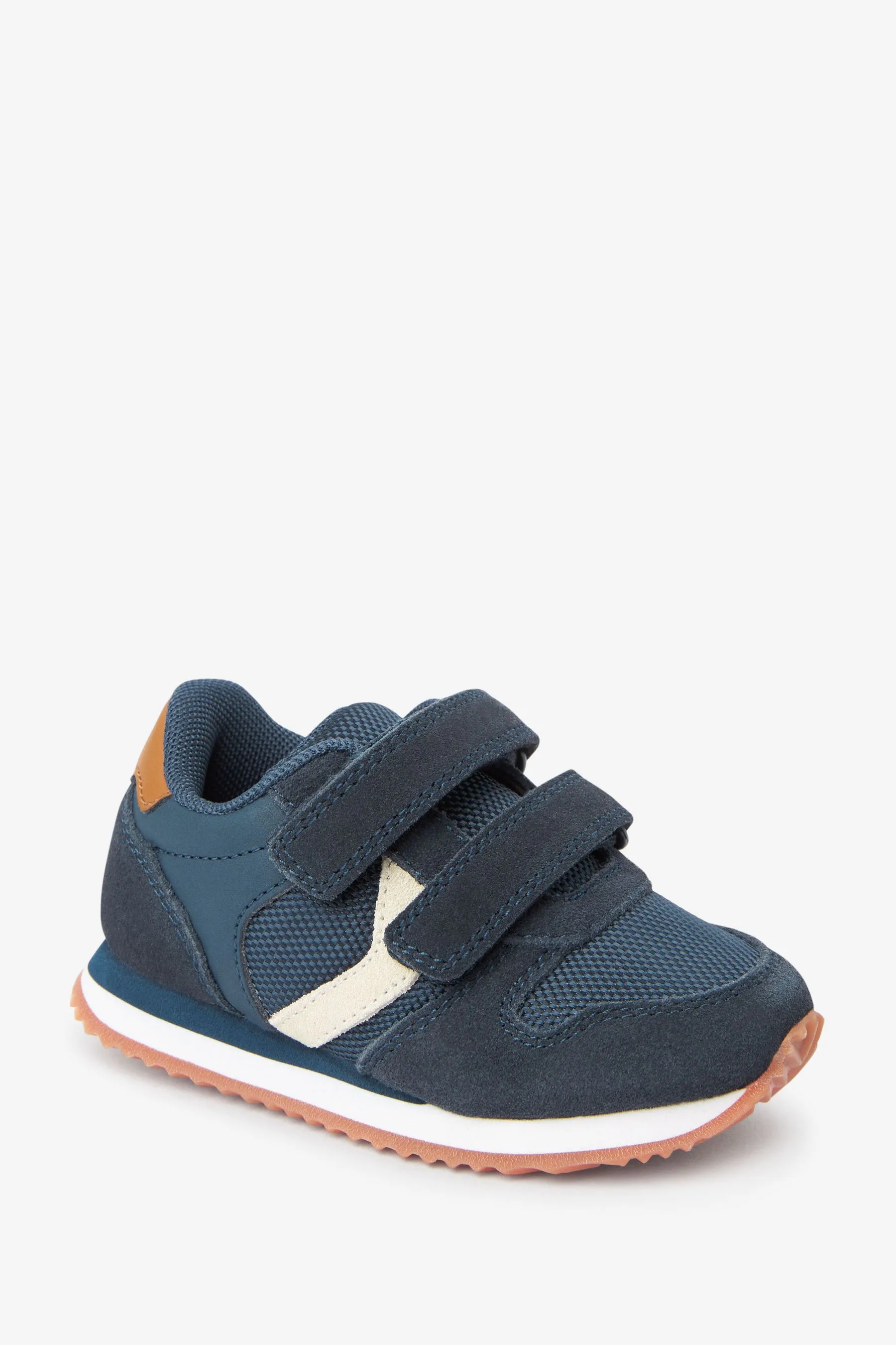 Navy Wide Fit (G) Double Strap Trainers