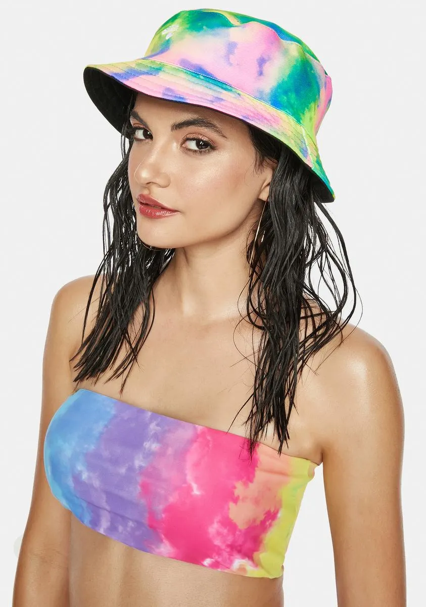 Neon Clouds Tie Dye Reversible Bucket Hat-