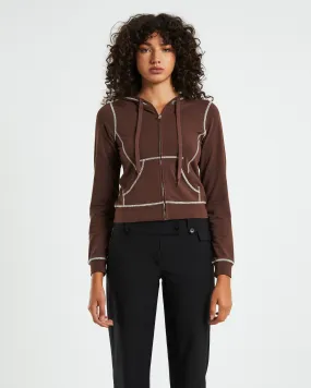 Neon Hart Ronnie Shrunkin Zip Through Jacket Chocolate Brown