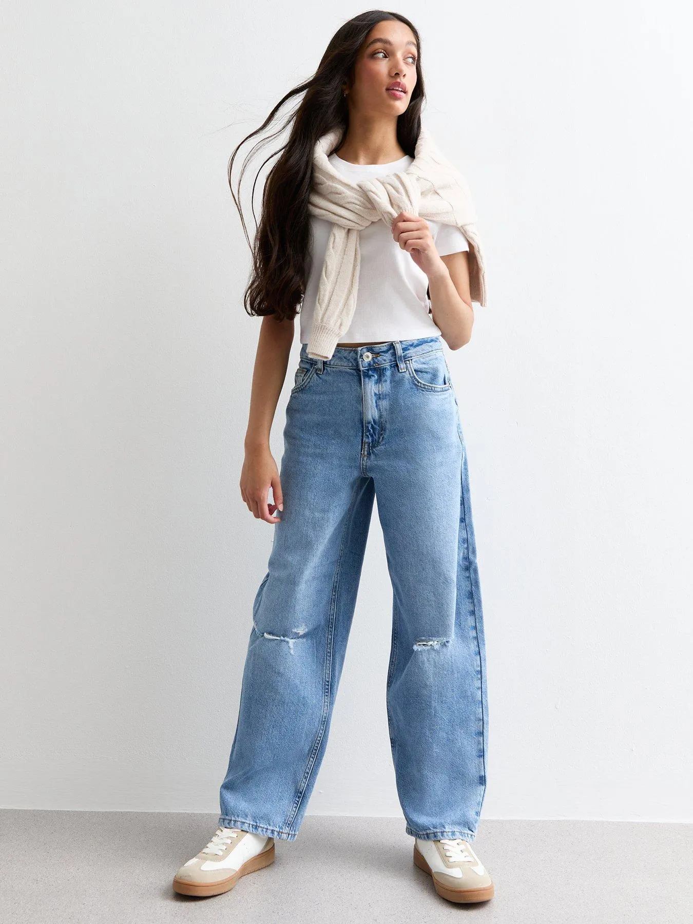 New Look 915 Girls Blue Wide Leg Jeans