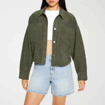 new!Forever 21 Cropped Shacket Lightweight Juniors Shirt Jacket