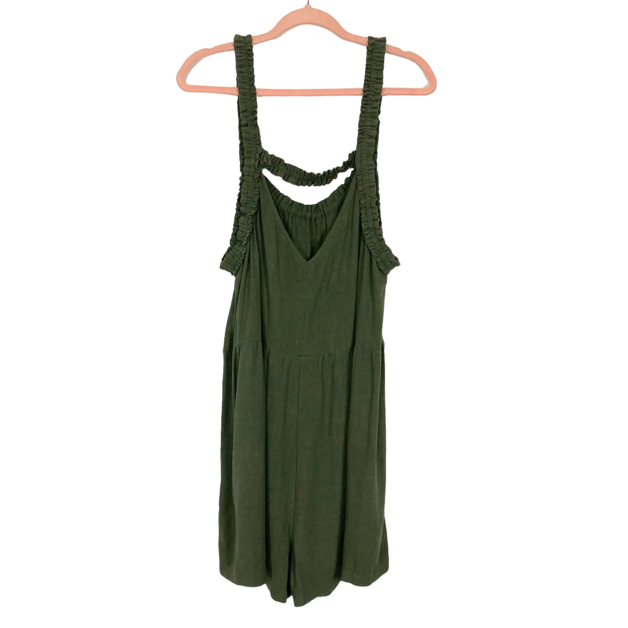 No Brand Olive Linen Romper- Size ~XL (see notes)