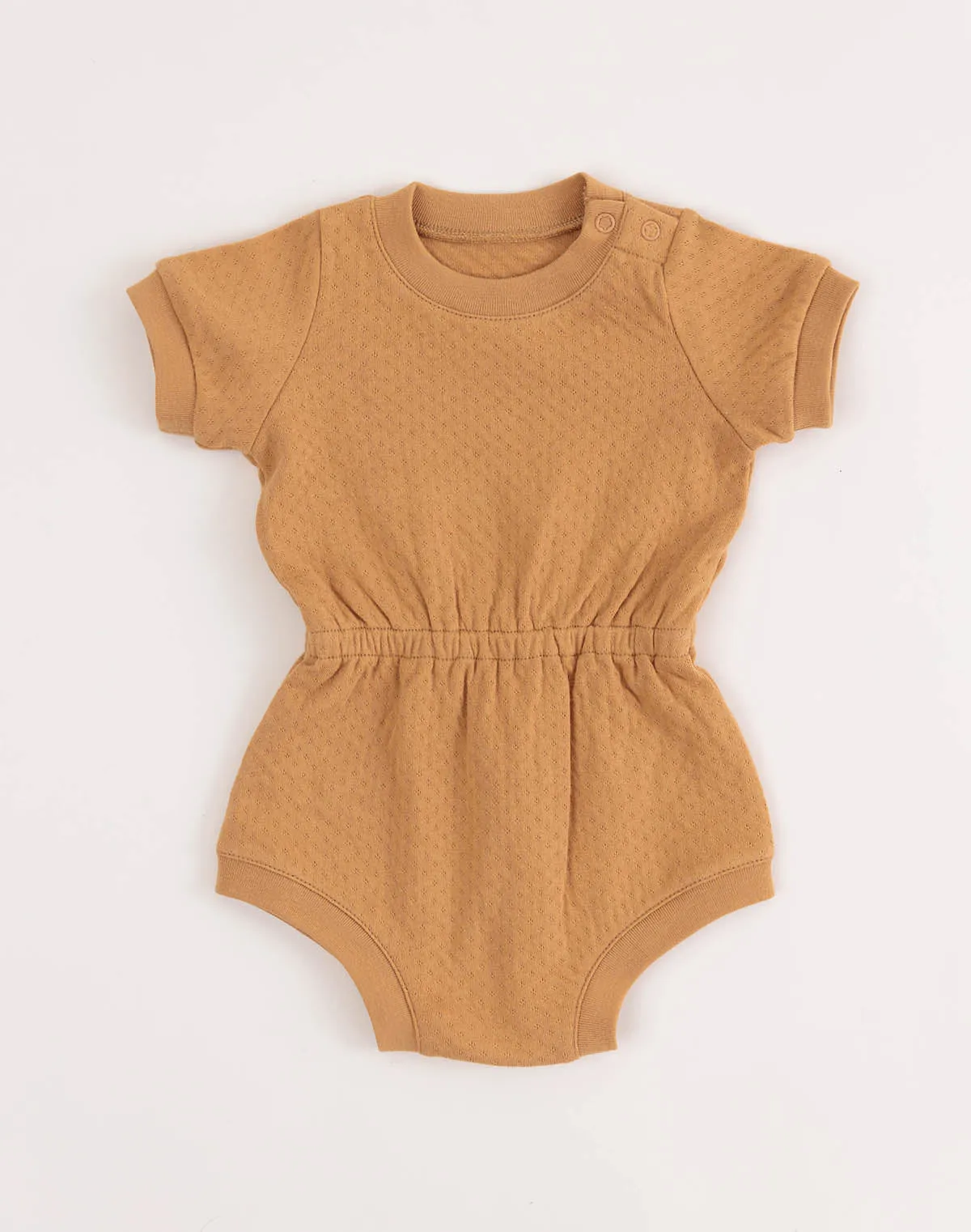 Noble Organic Pointelle Romper in Peanut Butter