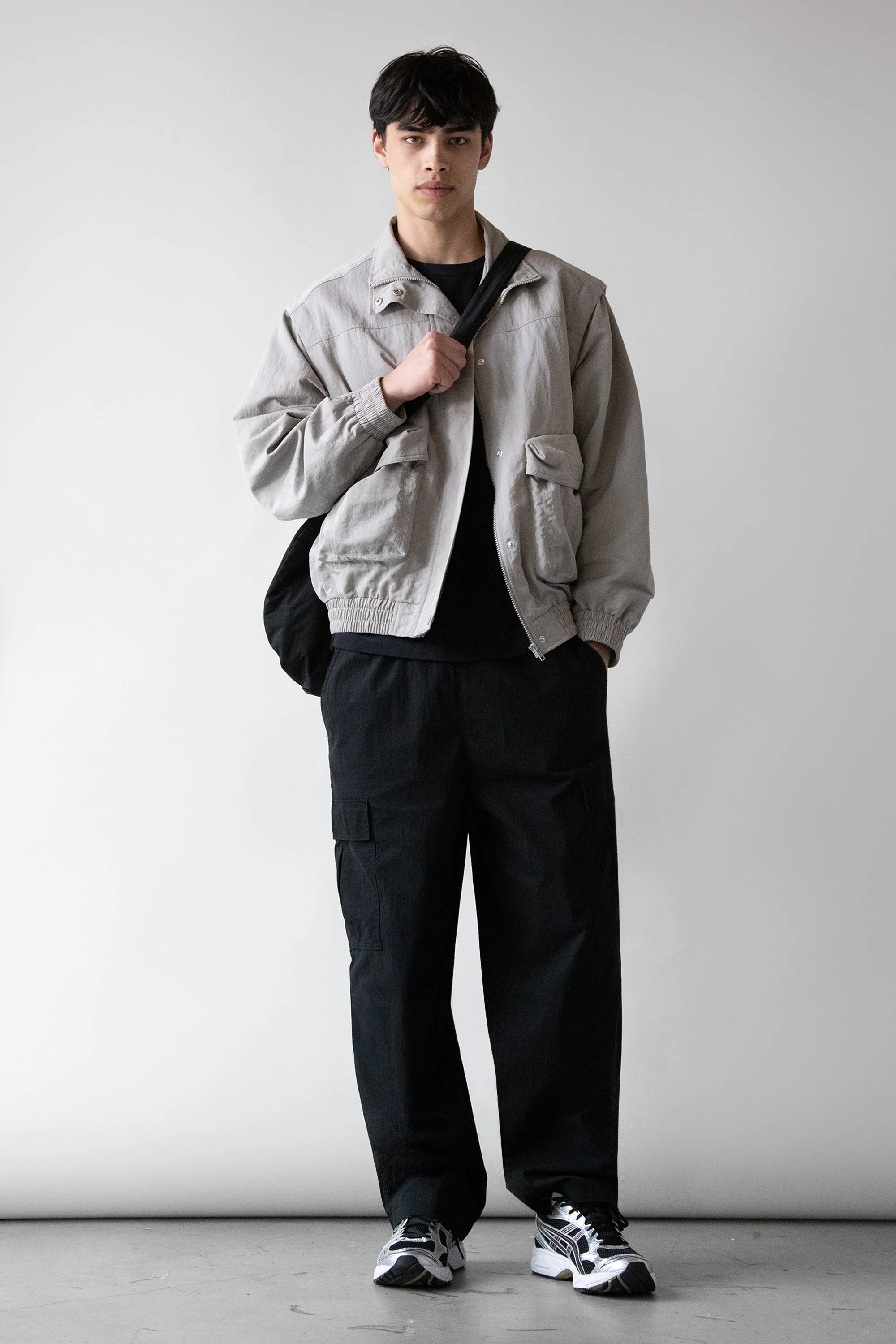 NYLON BOMBER WITH ZIP-OFF SLEEVES