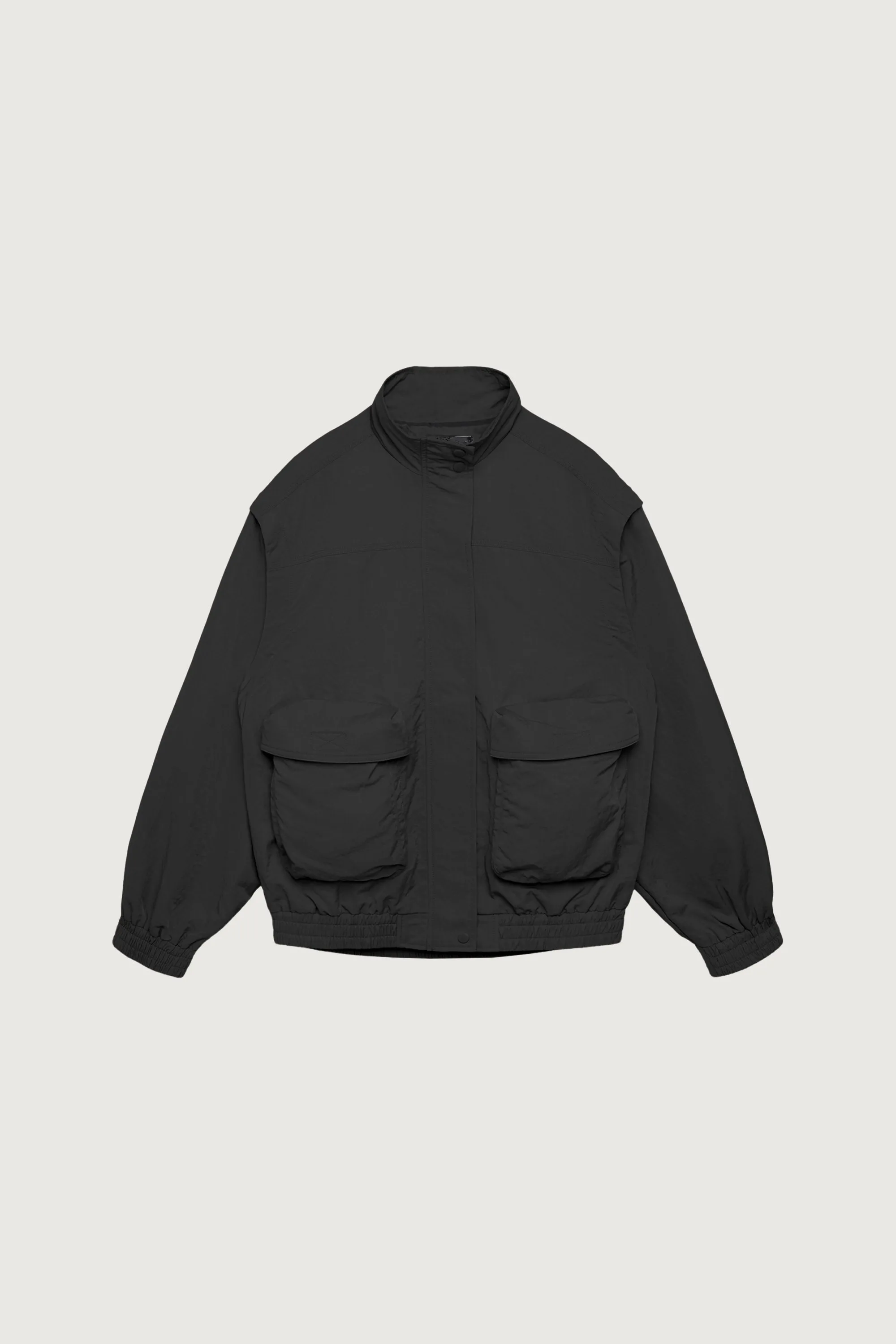 NYLON BOMBER WITH ZIP-OFF SLEEVES