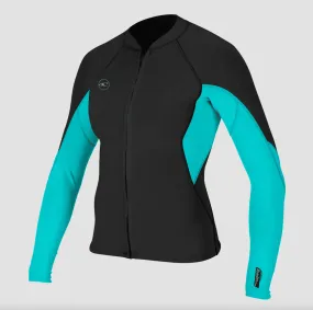 O'Neill Reactor-2 1.5mm Front Zip Womens Wetsuit Jacket Black/Aqua