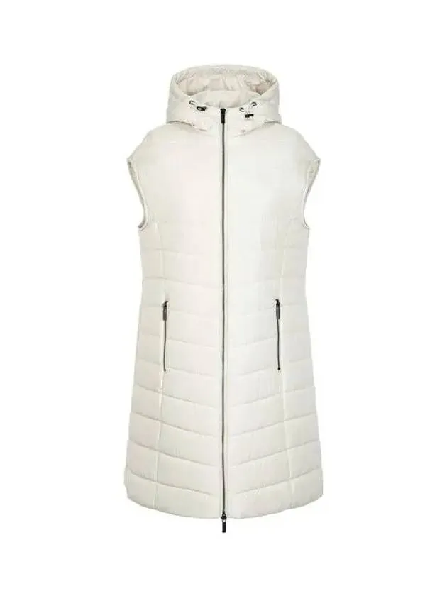 Overseas station season big chance 8 18 women s hooded long zip up padded vest cream 270165