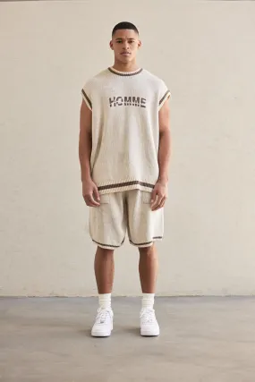 Oversized Basketball Knitted Vest Set | boohooMAN UK