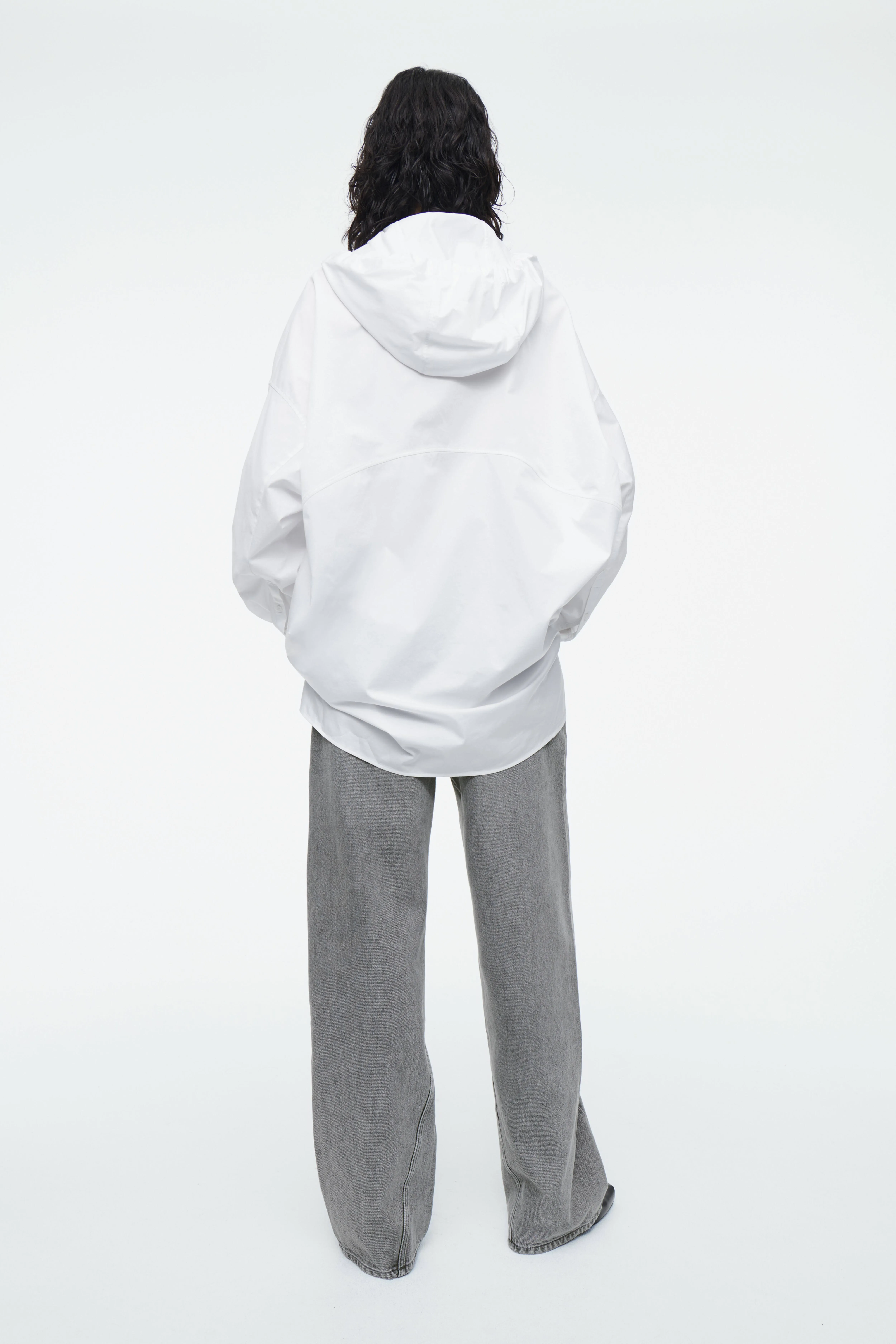 OVERSIZED HOODED SHIRT - Long sleeve - Regular length - WHITE - Ladies | H&M GB