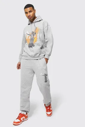 Oversized Print Hooded Tracksuit