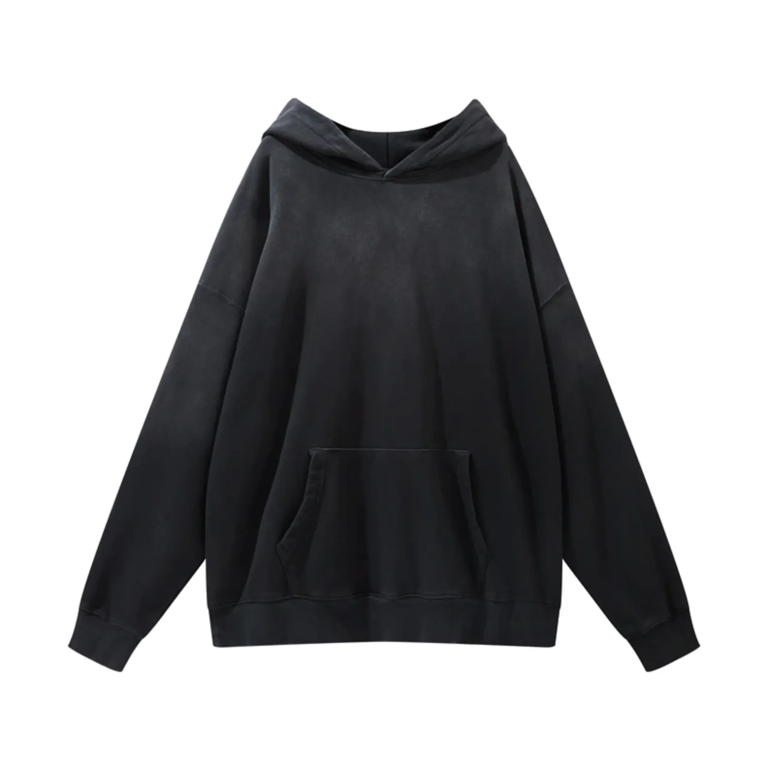 OVERSIZED PULLOVER HOODIE VINTAGE - BLACK